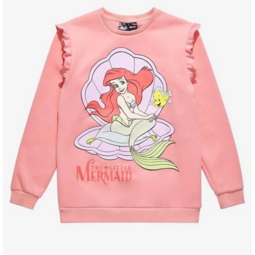 NWT Disney Little Mermaid Cakeworthy Womens Ariel‎ Pink Sweatshirt Large